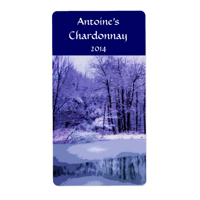 Blue Winter Skogen Vin Fraktsedel (Framsidan)