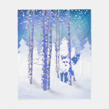 Blue Winter Snö Forest Fox Animal