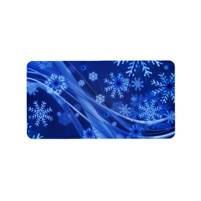 Blue Winter Snöflingor-jul Adressetikett (Framsidan)
