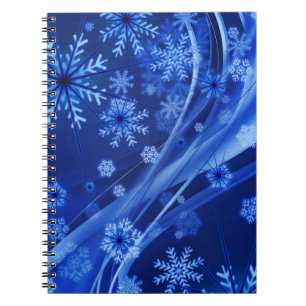 Blue Winter Snöflingor-jul Anteckningsbok Med Spiral