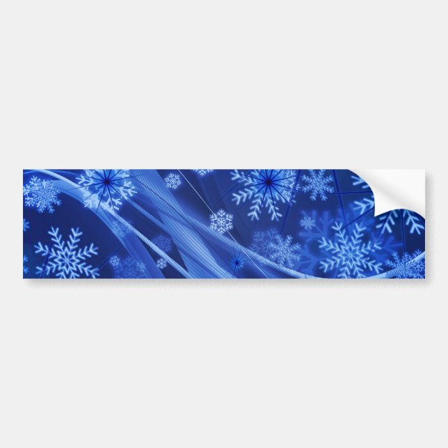 Blue Winter Snöflingor-jul Bildekal (Framsidan)