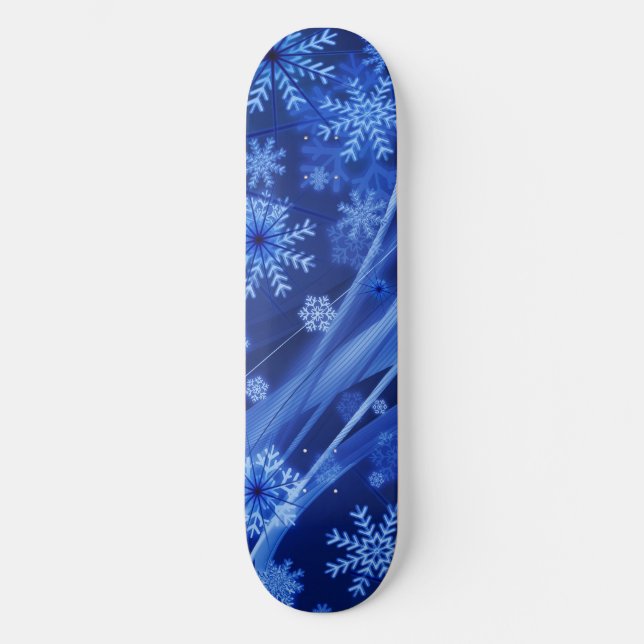 Blue Winter Snöflingor-jul Old School Skateboard Bräda 18 Cm (Framsida)