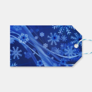 Blue Winter Snöflingor-jul Presentetikett