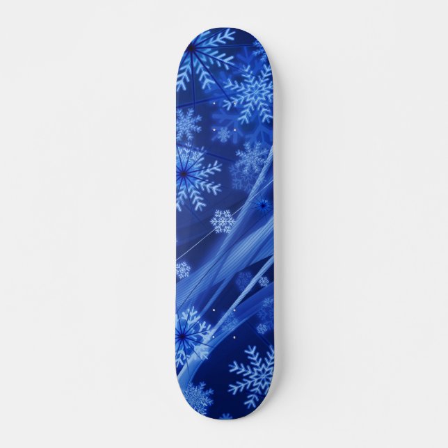 Blue Winter Snöflingor-jul Skateboard Bräda 19,5 Cm (Framsida)
