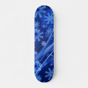 Blue Winter Snöflingor-jul Skateboard Bräda 21,5 Cm