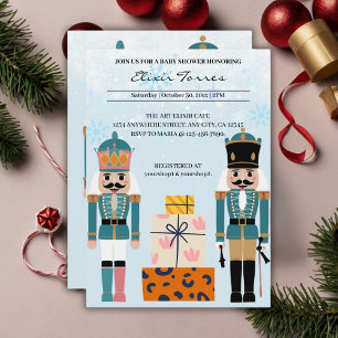 Blue Winter Snöflingor Nutcracker Baby Shower Inbjudningar