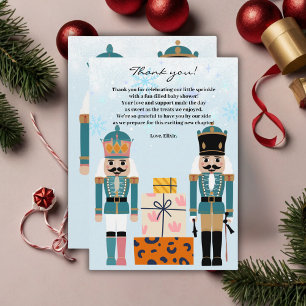 Blue Winter Snöflingor Nutcracker Baby Shower Tack Kort