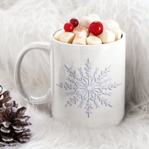 Blue Winter Snöflingor på White Jumbo Mugg