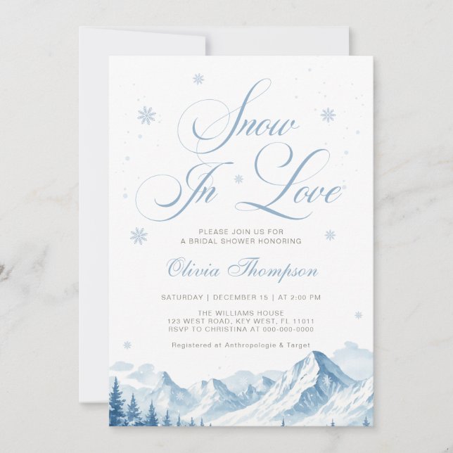 Blue Winter Snow In Love Bridal Shower Inbjudningar (Framsida)