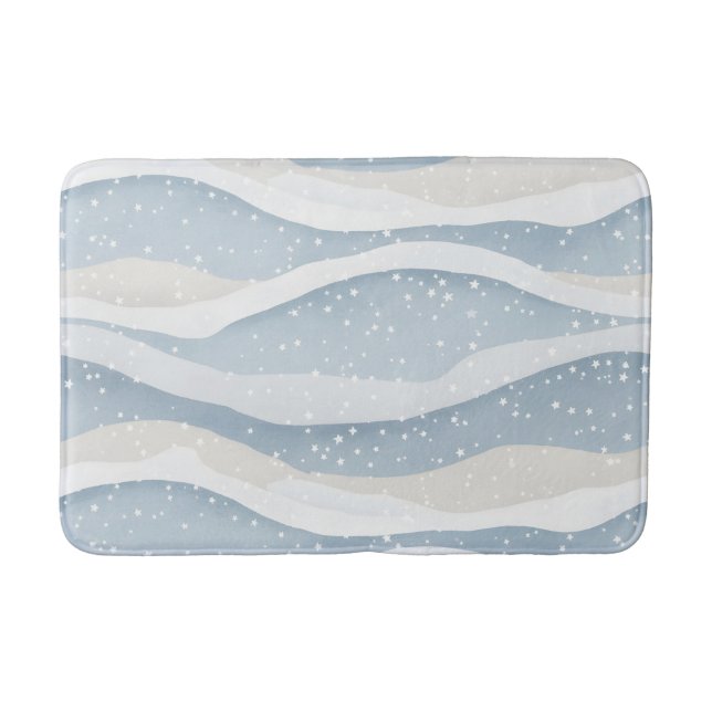 Blue Winter Snowfall Wave Personalized Pattern Badrumsmatta (Framsidan)