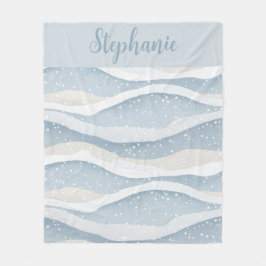 Blue Winter Snowfall Wave Personalized Pattern Fleecefilt