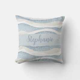 Blue Winter Snowfall Wave Personalized Pattern Kudde