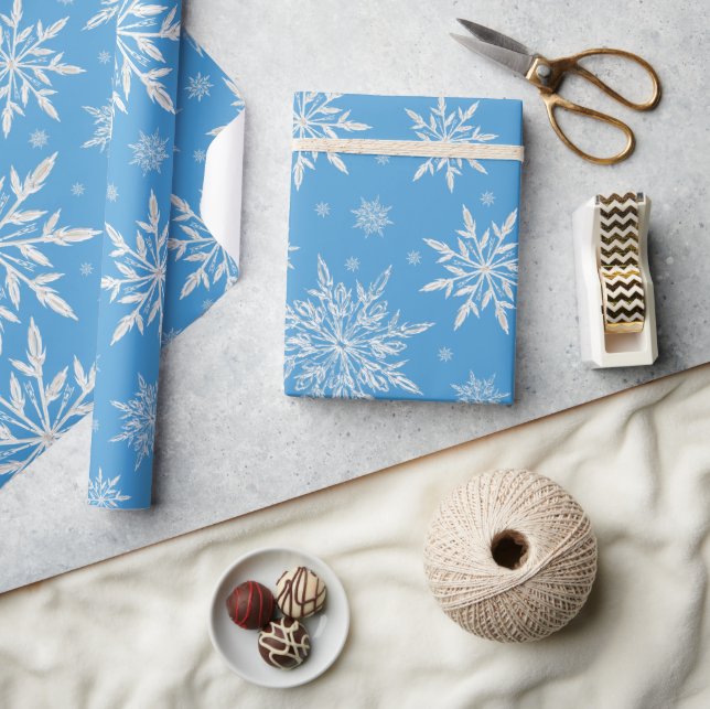 Blue Winter Snowflake-jul Presentpapper (Hantverk)
