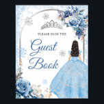 Blue Winter Snowflake Mis Quince Guest Bok Poster<br><div class="desc">Blåvintersnöflake Mis Quince Guest Bok-tecken</div>