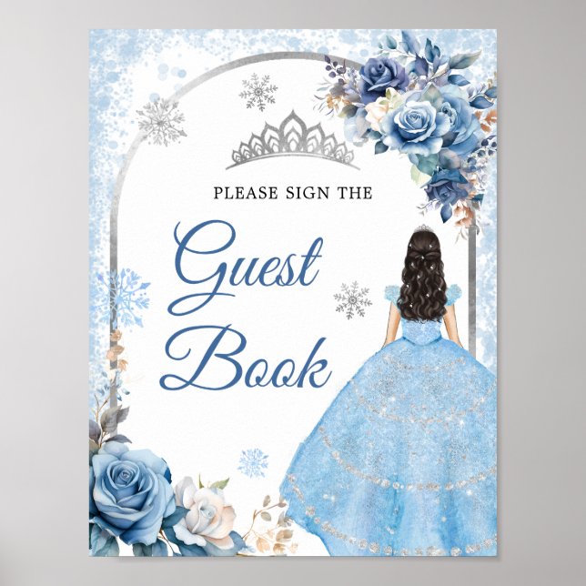Blue Winter Snowflake Mis Quince Guest Bok Poster (Framsidan)