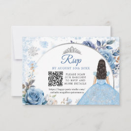 Blue Winter Snowflake Mis Quince QR Code OSA Kort