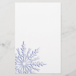 Blue Winter Snowflake on White Brevpapper