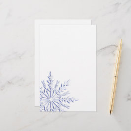 Blue Winter Snowflake on White Brevpapper