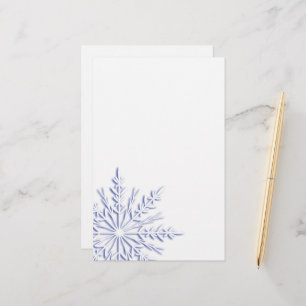 Blue Winter Snowflake on White Brevpapper