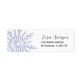 Blue Winter Snowflake on White Returadress Returadress Etikett