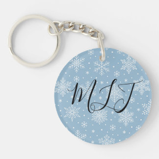 Blue Winter Snowflakes Initial Monogram 