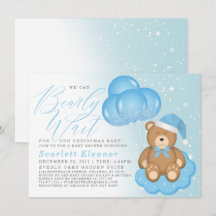 Blue Winter Sömnig Bear Balloons Boy Shower