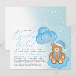 Blue Winter Sömnig Bear Balloons Boy Shower Inbjudningar