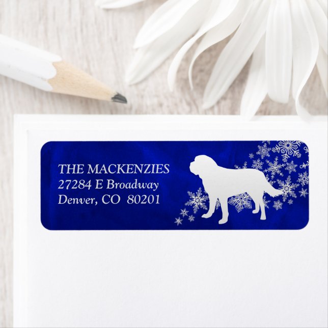 Blue Winter St Bernard Returadress Returadress Etikett (Insitu)