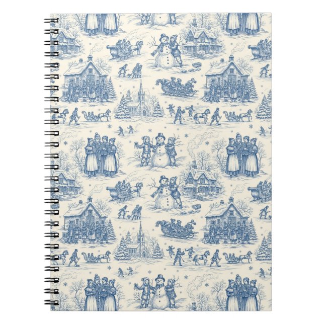 Blue Winter Toile Chinoiserie Anteckningsbok (Framsidan)
