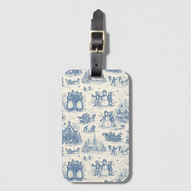 Blue Winter Toile Chinoiserie Bagagebricka (Framsida vertikal)