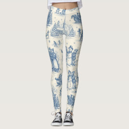 Blue Winter Toile Chinoiserie Leggings