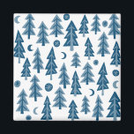 Blue Winter Träd Moonlight Forest Magnet<br><div class="desc">Dekorera köket med magnet. Gör en underbar liten gåva! Kolla min butik för att hitta mer passande saker som mugg, handdukar och klistermärken! Du kan alltid lägga till en egen text. Säg till om du vill ha någon anpassningsbar. Om du köper den, tack! Se till att du en pic på...</div>
