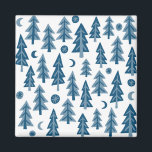 Blue Winter Träd Moonlight Forest Magnet<br><div class="desc">Dekorera köket med magnet. Gör en underbar liten gåva! Kolla min butik för att hitta mer passande saker som mugg, handdukar och klistermärken! Du kan alltid lägga till en egen text. Säg till om du vill ha någon anpassningsbar. Om du köper den, tack! Se till att du en pic på...</div>