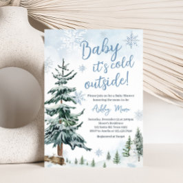 Blue Winter Wonderland Baby Shower Inbjudningar