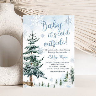 Blue Winter Wonderland Baby Shower Inbjudningar