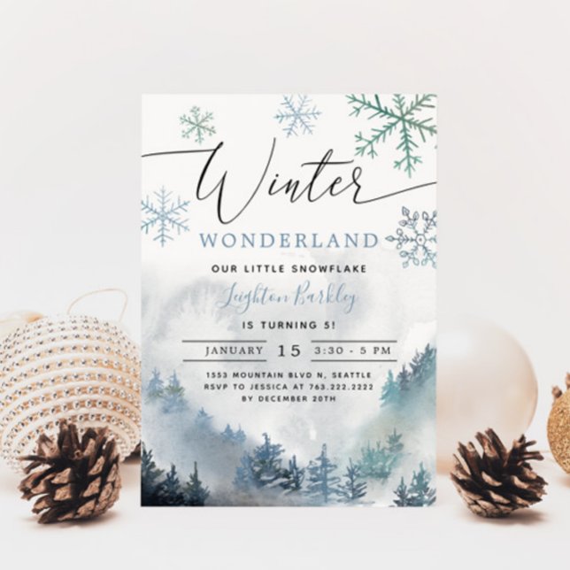 Blue Winter Wonderland Boy Birthday Inbjudningar (Skapare uppladdad)