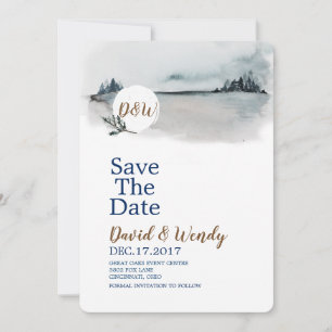 Blue Winter Wonderland Bröllop spara datum kort