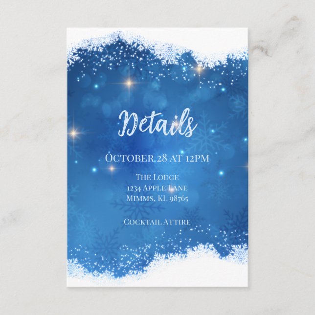 Blue Winter Wonderland Details Card | Snowflakes Tilläggskort (Framsida)