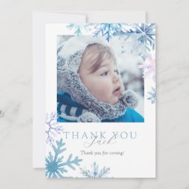 Blue Winter Wonderland photo thank you card Tack Kort