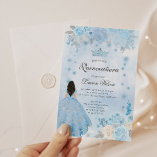 Blue Winter Wonderland Quinceanera-inbjudan Inbjudningar
