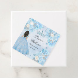Blue Winter Wonderland Quinceanera Party Gåvor Etiketter