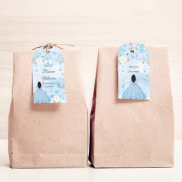 Blue Winter Wonderland Quinceanera Party Presentetikett