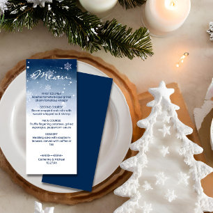 Blue Winter Wonderland Snowfall jul Bröllop Meny