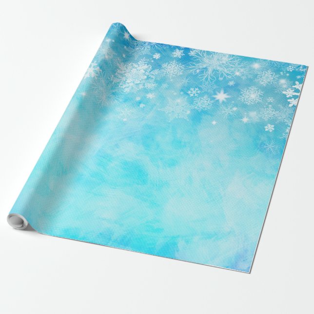 Blue Winter Wonderland Snowflake Presentpapper (Utrullad)