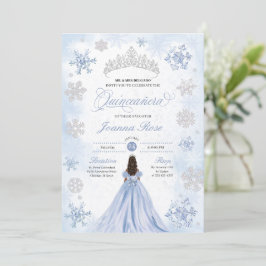 Blue Winter Wonderland Snowflake Quinceanera Inbjudningar