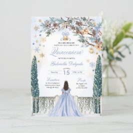 Blue Winter Wonderland Snowflake Quinceanera Inbjudningar