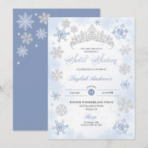 Blue Winter Wonderland Snowflake Sweet 16