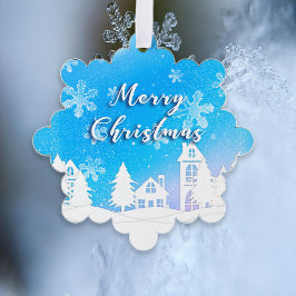 Blue Winter Wonderland White Snowy House Helgdag