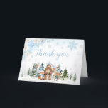 Blue Winter Woodland Animals Baby Shower Tack Kort<br><div class="desc">Uttryck tacksamhet mot Baby Det är Kallet utanför babydischen Tack för att du kan skriva ut kortet, ett perfekt sätt att ditt hjärtliga tack. Med vackra motiv från baby lägger det här anpassadet till en aning söthet för din uppskattning. Personligen för att framföra ditt tack på det mest charmerande och...</div>