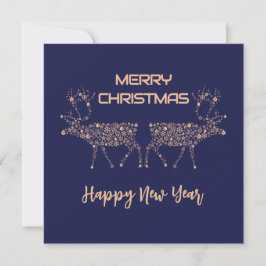 Blue wish card Merry Christmas new year reindeer Julkort